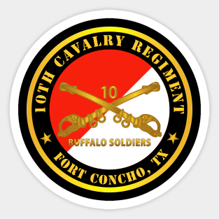 10th Cavalry Regiment - Fort Concho, TX - Buffalo Soldiers w Cav Branch Sticker